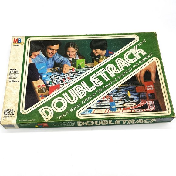 Vtg Milton Bradley Doubletrack Board Game Complete 1981 3-4 Players Ages 8-Adult - Picture 1 of 6